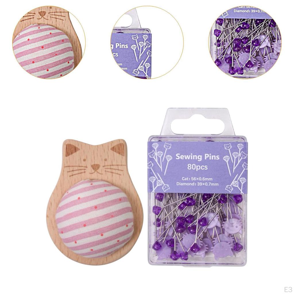 Compact Pincushion with 80 Straight Pins for Home And DIY Projects