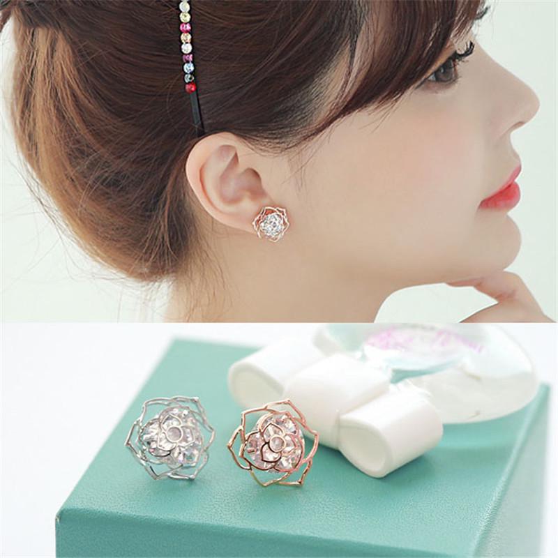 Korean Retro Rose Flower Stud Earrings - New Fashionable Accessories for Women and Students