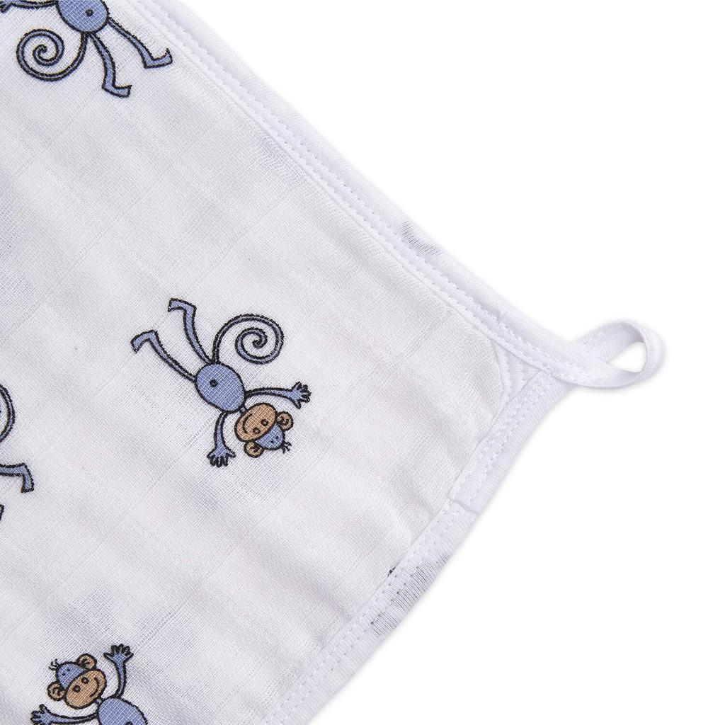 Aden Anais Washcloth Jungle Jam Set of 3 30x30cm Muslin Cotton with Loop Baby Gift WCADAB3048 +