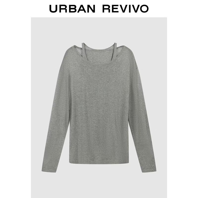 UR Women s Two-Piece Look Round Neck Knit Top L