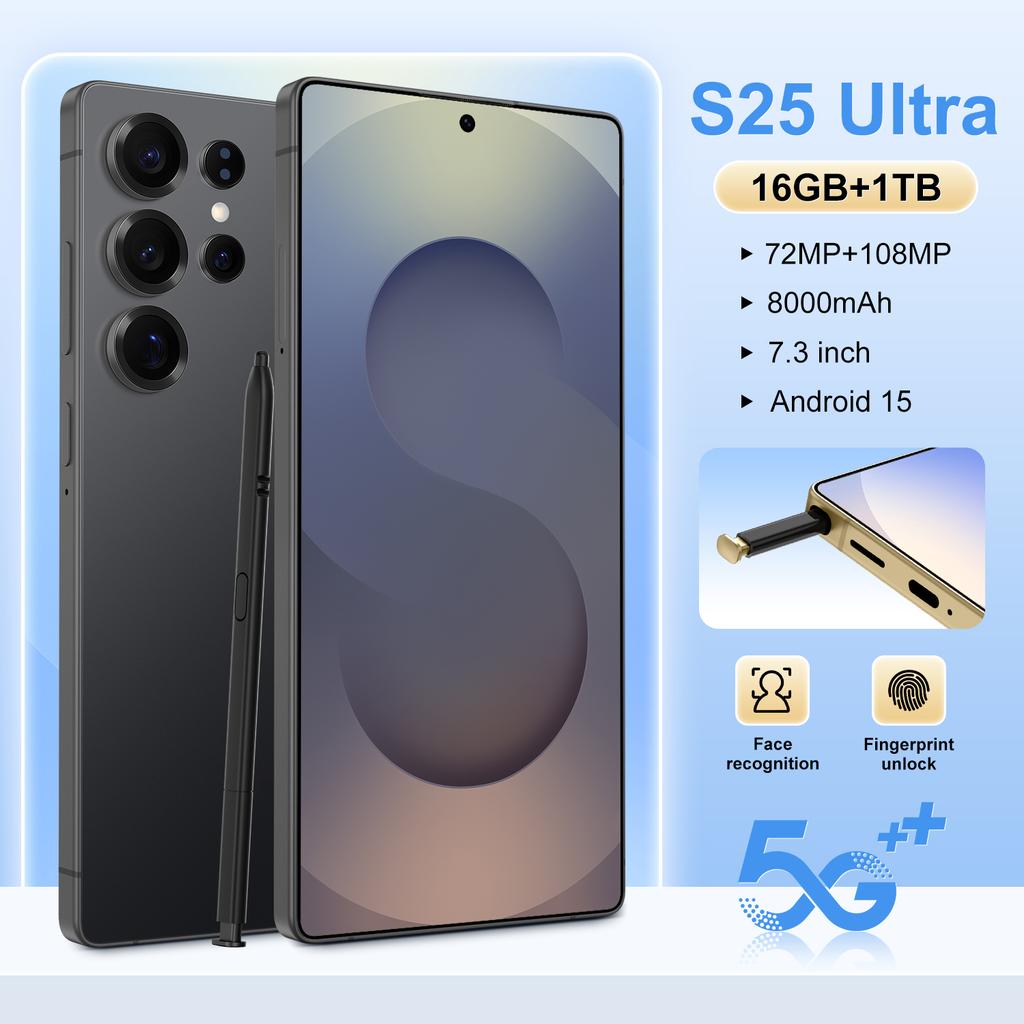 S25 Ultra 5G Unlocked Smart Cell Phone Case with HD Screen Dual Sim Custom Size MTK Processor for Gaming Mobile Condition
