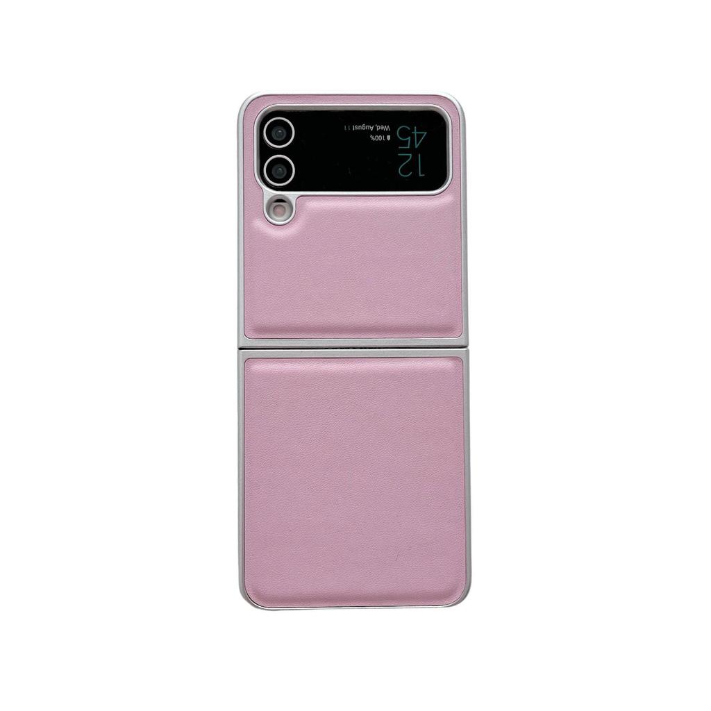 Samsung Z Flip 7 Metallic Paint & Z Flip 6 Morandi Leather Texture Protective Case