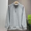 Men's Trendy Stand Collar Half-Zip Sweatshirt, Loose-Fit Pullover for Spring, Autumn, and Winter 2024.