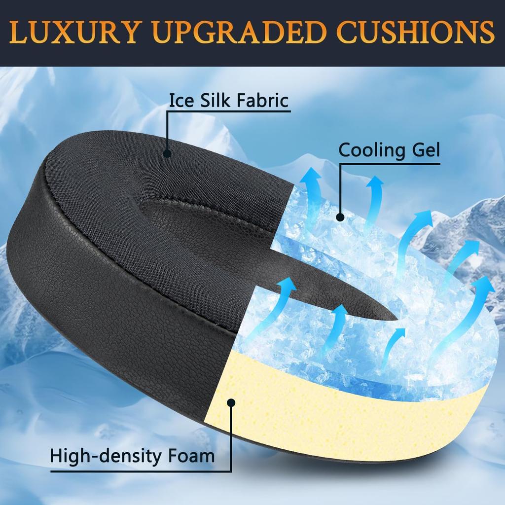 SOULWIT Cooling Gel Ear Pads for Bose A30 Aviation Headset, Replacement Ear Cups with High-Density Foam Ear Cushions, Cooling Feel, Black