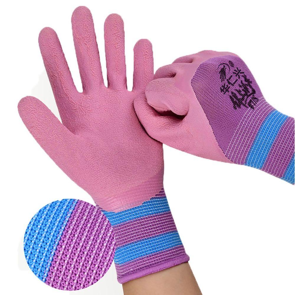 Rosa Arbeitshandschuhe Nylon Schutzhandschuhe Werkzeug Gummi beschichteter Handschuh Damen