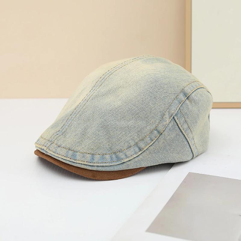 Retro and old anti-wearing denim forward hat female face peaked cap newsboy hat spring and autumn versatile painter hat