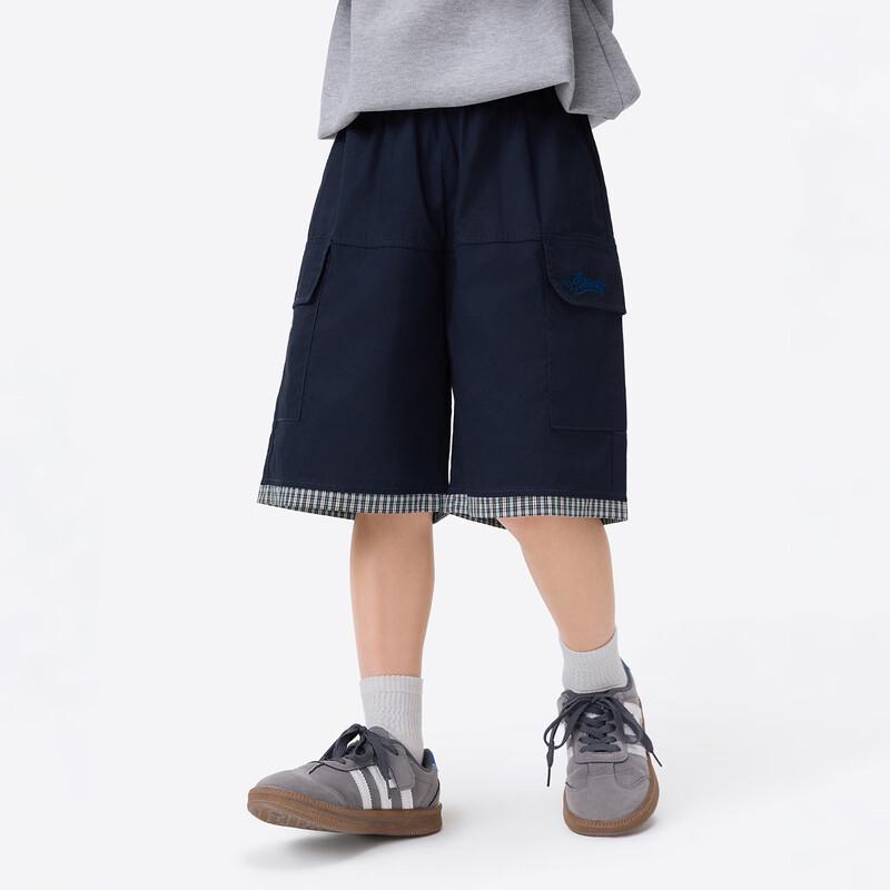 Boys  Summer Plaid Embroidered Casual Shorts 160