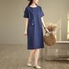 Short Sleeve Plus Size Cotton Vintage Embroidery New In Dresses for Women Casual Loose Midi Summer Dress