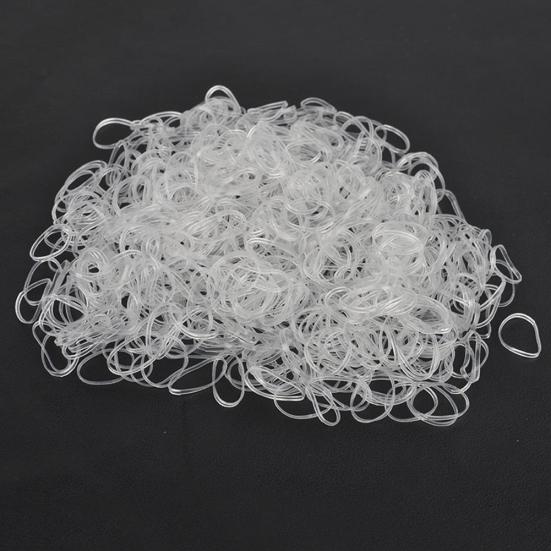 500Pcs Clear White Ponytail Holders Elastic Rubber Band Hair Ties Ropes Rings