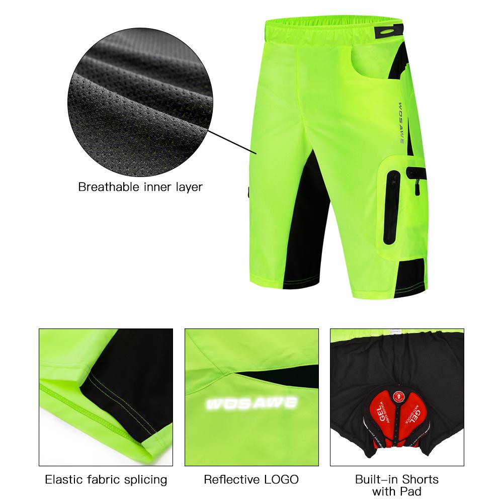 Men 2 In 1 Cycling Shorts Breathable Quick-Drying MTB Mountain Bike Baggy Shorts with 3D Padding