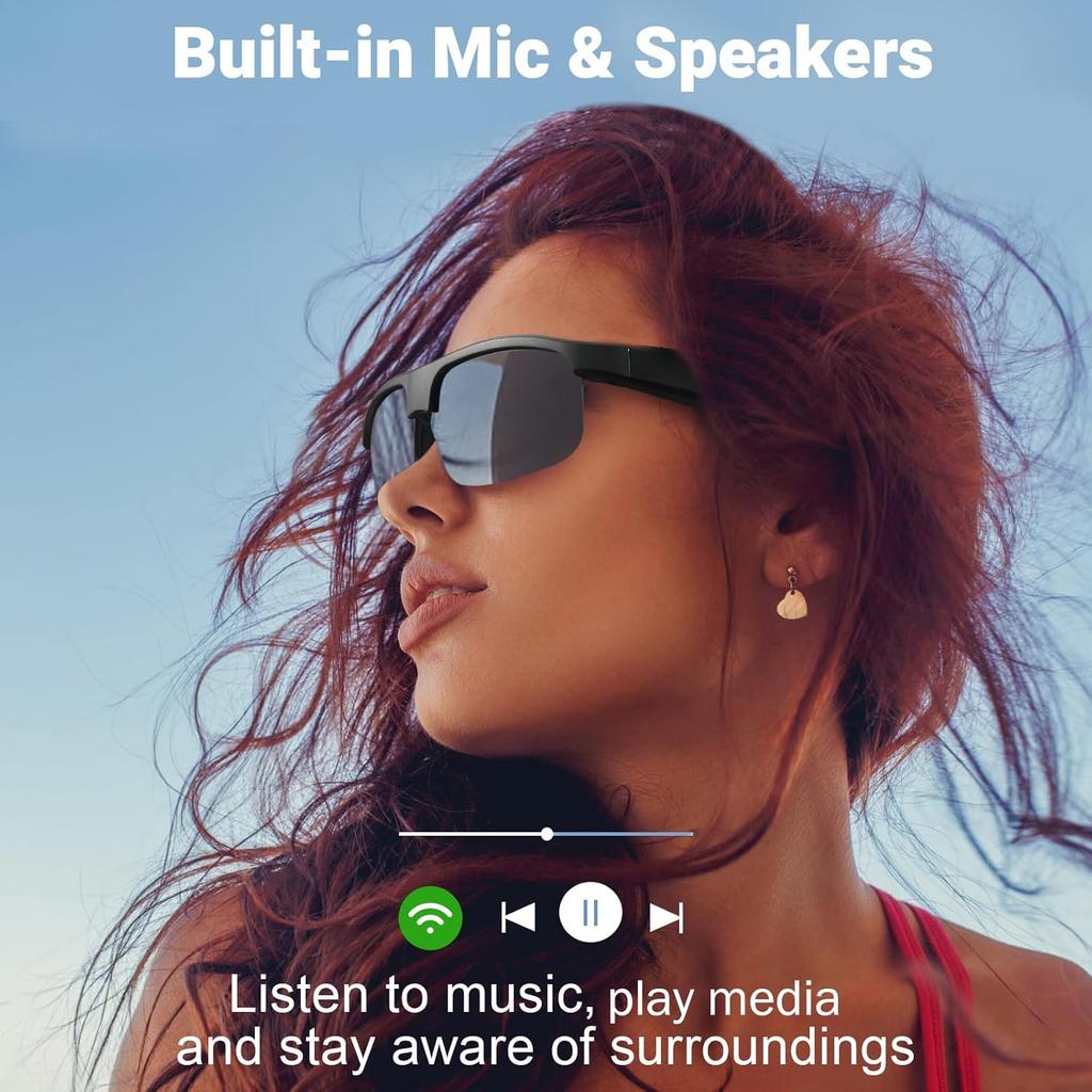 Умные очки, Поляризованные Bluetooth-солнцезащитные очки, Встроенные микрофон и динамики, Голосовой помощник, Защита от УФ-лучей Аудио-солнцезащитные очки