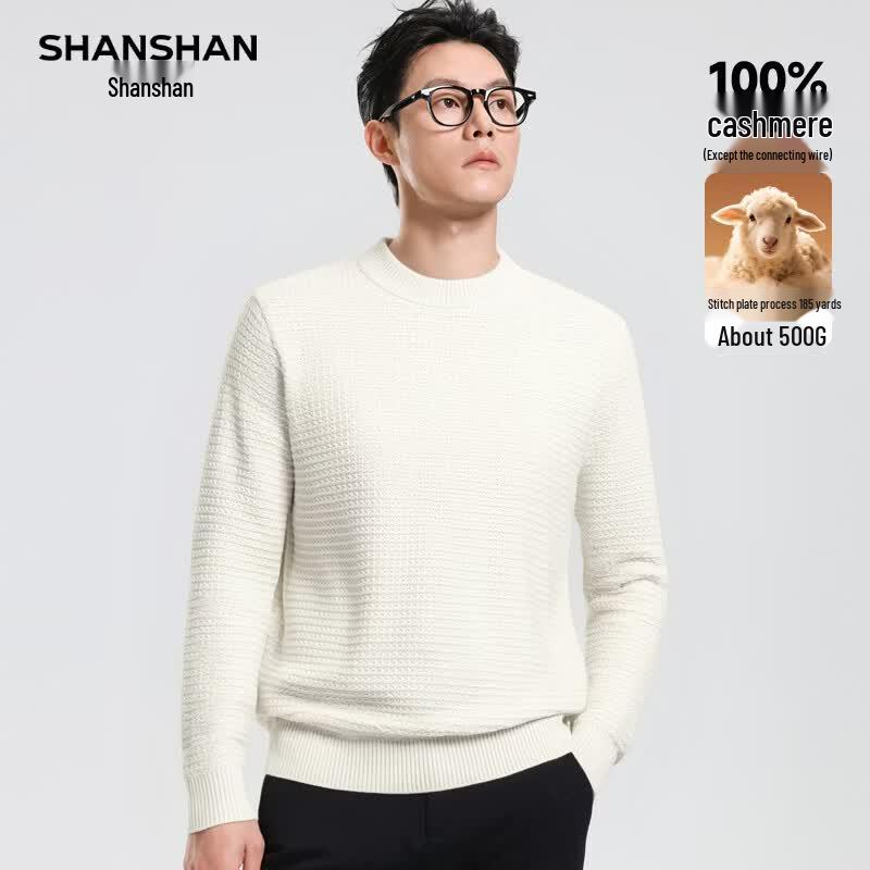 SHANSHAN Men's 100% Cashmere Thick Round Neck Sweater