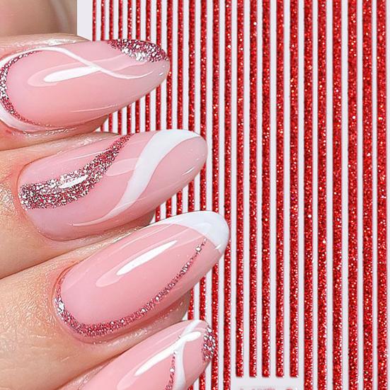 Glitzer Nagelaufkleber Ultradünn Biegsam Glänzender Effekt Glitzer Abziehbilder DIY Maniküre Holographische Linien Nagelabziehbilder Nagel