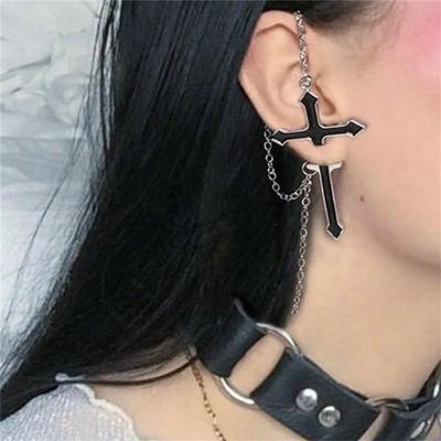 Módní kovové náušnice křížky pro ženy Cool Stylové Propíchnutý design Unikátní křížové pecky