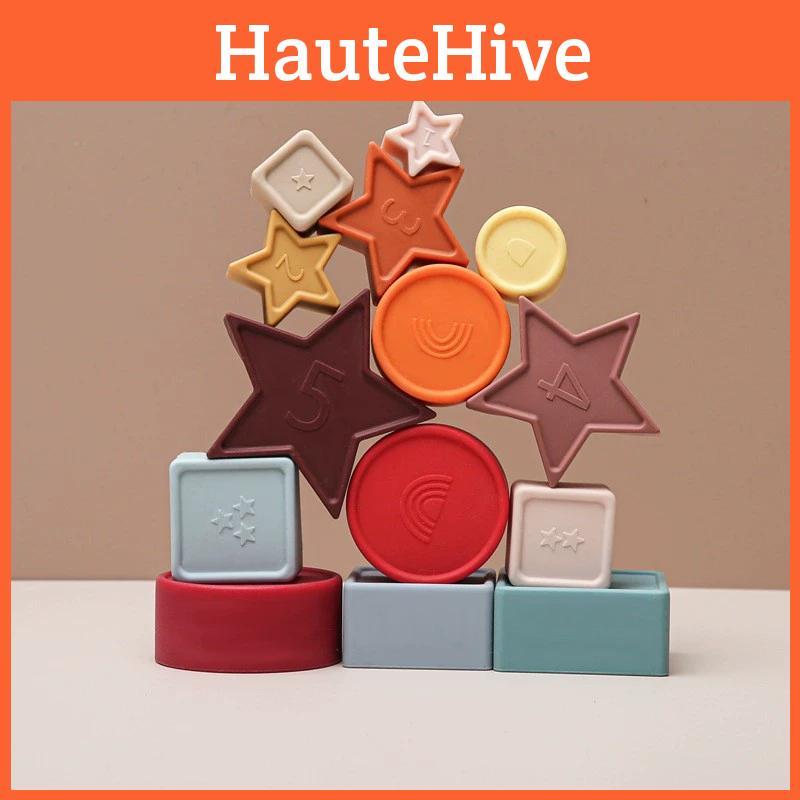 Baby Educational 3d Silicone Puzzle Blocks With Geometric Shapes For Infant Development