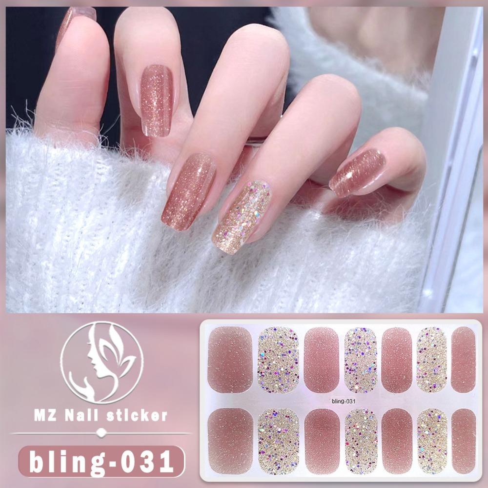 Charm Finger 14 Finger New Bling Fine Flash Aurora Gel Nail Oil Film Self-Adhesive Waterproof Seal-free Nail Art Sticker