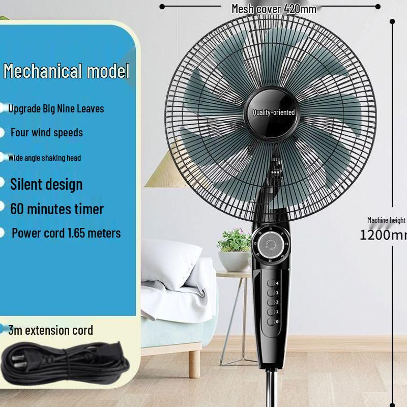 Ventilatore Elettrico Silenzioso a Risparmio Energetico: Ventilatore da Pavimento/Scrivania Oscillante Radiocomandato con Timer Meccanico, Design Verticale e Grande Flusso d'Aria