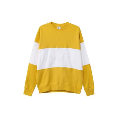 Logo Print Color Block Casual Crew Neck Sweatshirt Men Tops Yellow FB7849-709