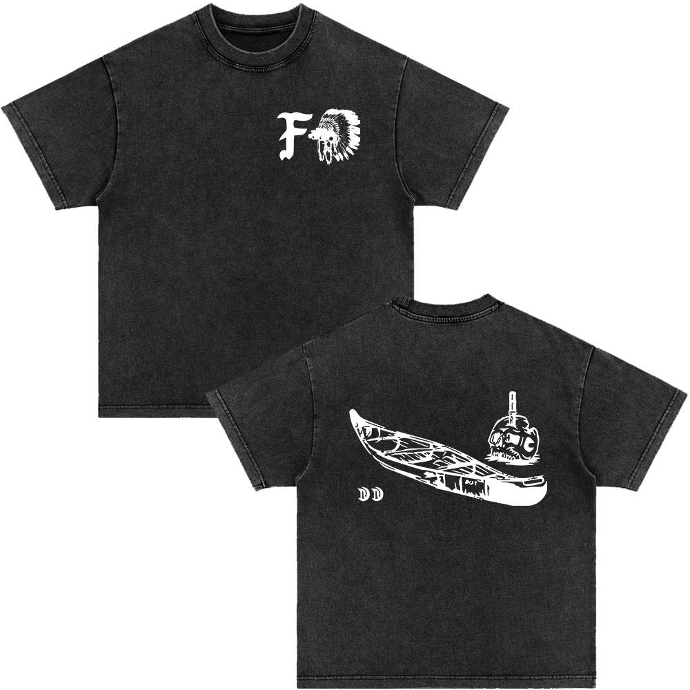 Forward Observations Group Be Seeing You Washed Vintage T-shirt Skeleton Graphic Punk Gothic T-Shirts Men Women Oversized Tshirt