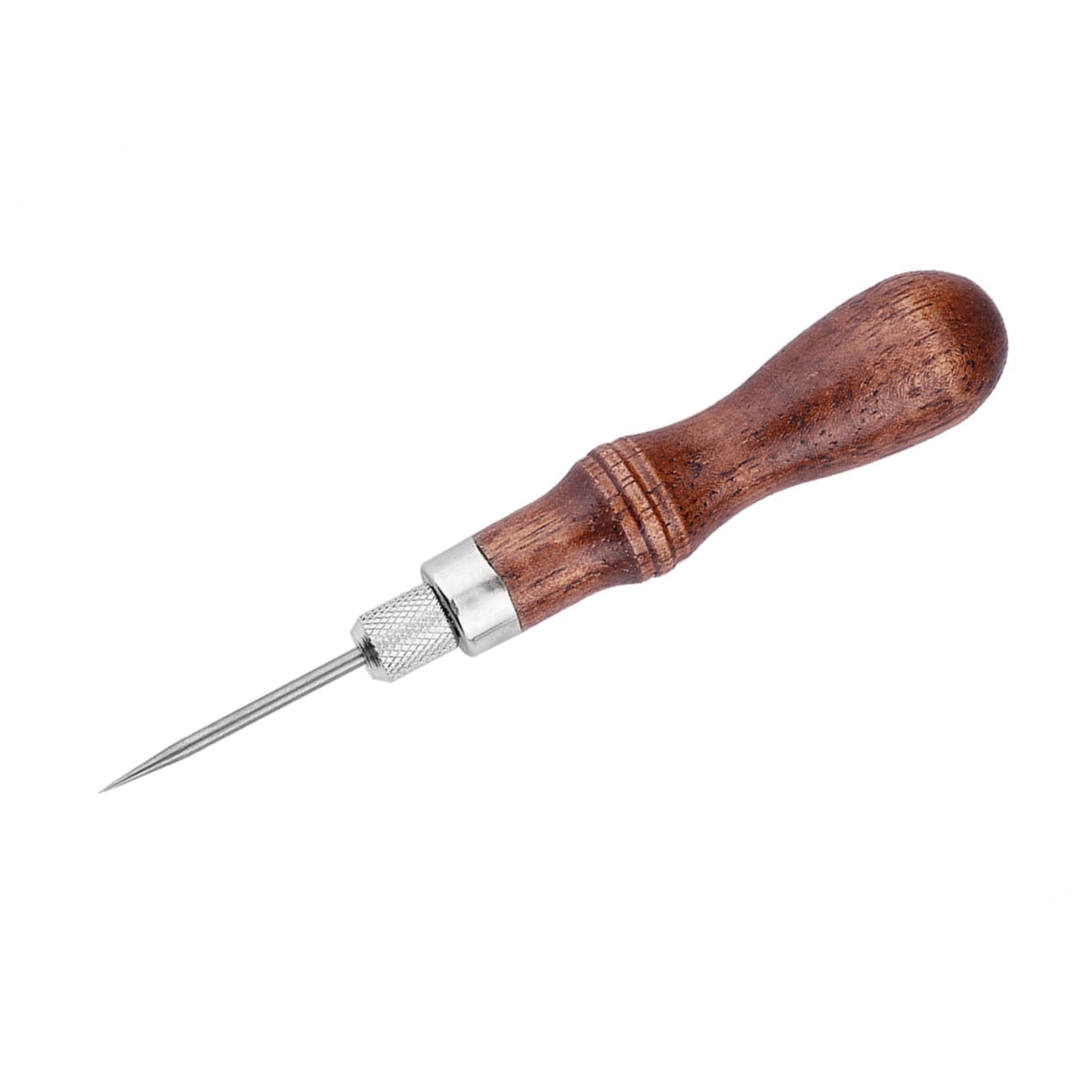 4 Stitching Awl Tool, Lther     Craft Hole Punch Sewing Kit Set with Wood Handle for Punching, Sewing and Repairing Lther