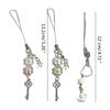 Lucky Key Phone Chain Ornament Sweet Flower Beaded Cellphone Pendant Phone Lanyard Bag Charm for Fashionable Individuals