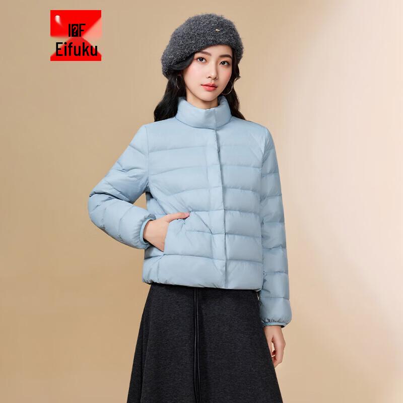 IEF 2025 Winter Simple Stand Collar Light White Duck Down Jacket M