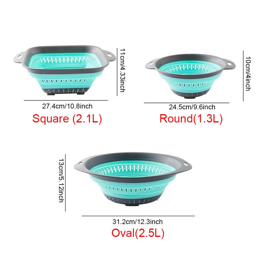 Collapsible Silicone Kitchen Storage Basket Multi-use Fruit Vegetable Drainer Foldable Kitchen Draining Organzier