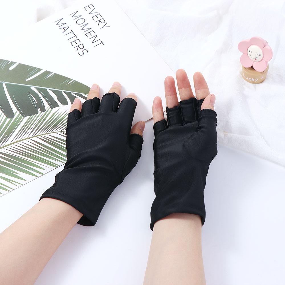 Damen Elastische Schweißabsorption Sonnenschutz Stretch Halbfingerhandschuhe Fäustlinge Fahrhandschuhe Anti-UV