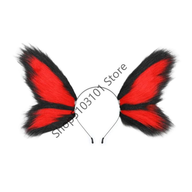 X6HE Adjustable Plush Elf Butterfly Fairies Ear Headpiece For Kids Adult Roleplay Costume Halloween Theme Event Headpiece