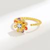 Colorful Rotating Open Ring Night Market Colorful Gemstone Jewelry Fashionable Versatile Finger Ring