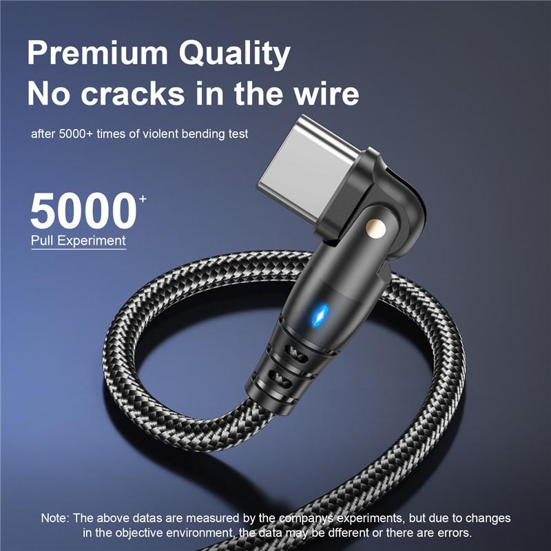 1 vnt. Mobiliojo telefono duomenų kabelis 1 vnt. 180 į USB Type C greito įkrovimo kabelis 3A USB mini kabelis