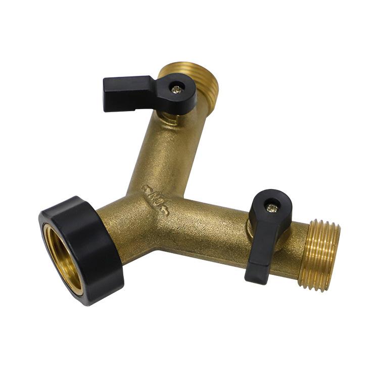 American Garden Double Way Ball Valve Garden Brass Ball Valve Y Valve Diverter Hose Tee Connector