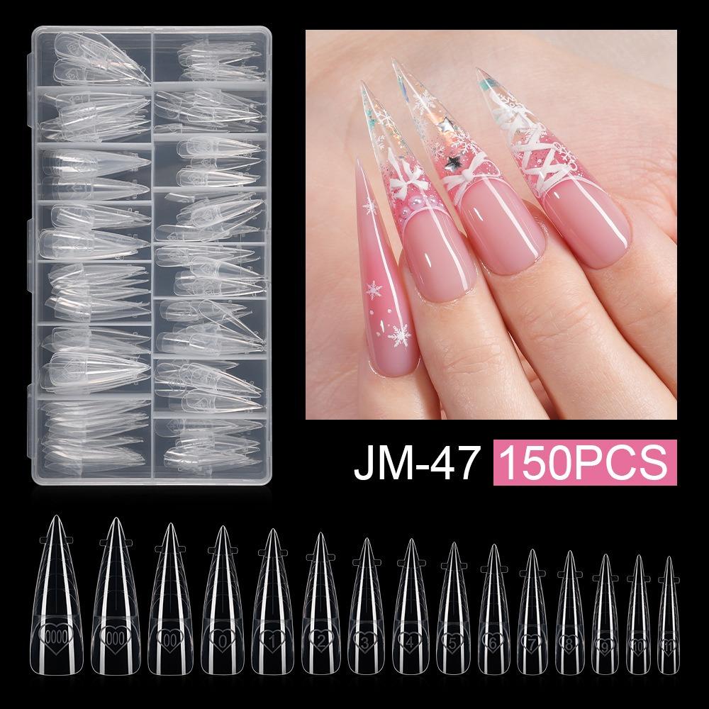 

150Pcs Reusable Clear Plastic Nails Transparent Clear Nail Extension Builder Home Salon JM-47-150PCS