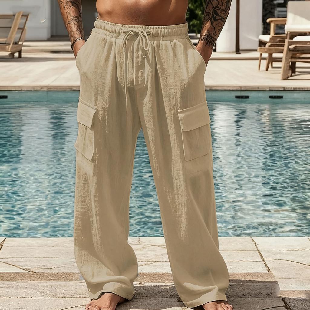 Pantaloni de lucru largi de agrement pentru bărbați, pentru sporturi în aer liber, cu buzunare multiple