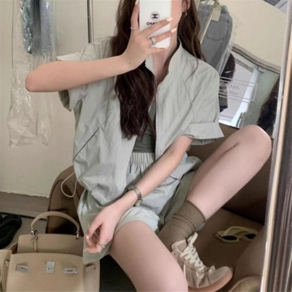 New ArrivalS Open Run Women S overSized Short Sleeve Zip Anorak ShortS Set