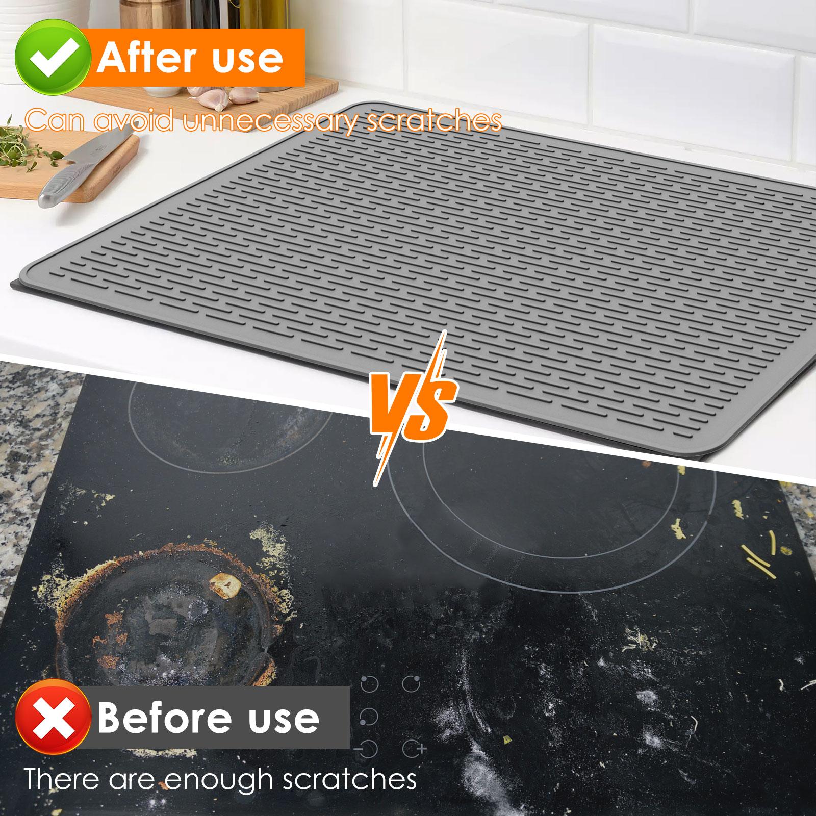 Thermochromic Silicone Stove Top Cover Extra Large Rollable Glass Cooktop Protector for Electric Stove Kitchen Countertop Mat colore grigio scuro