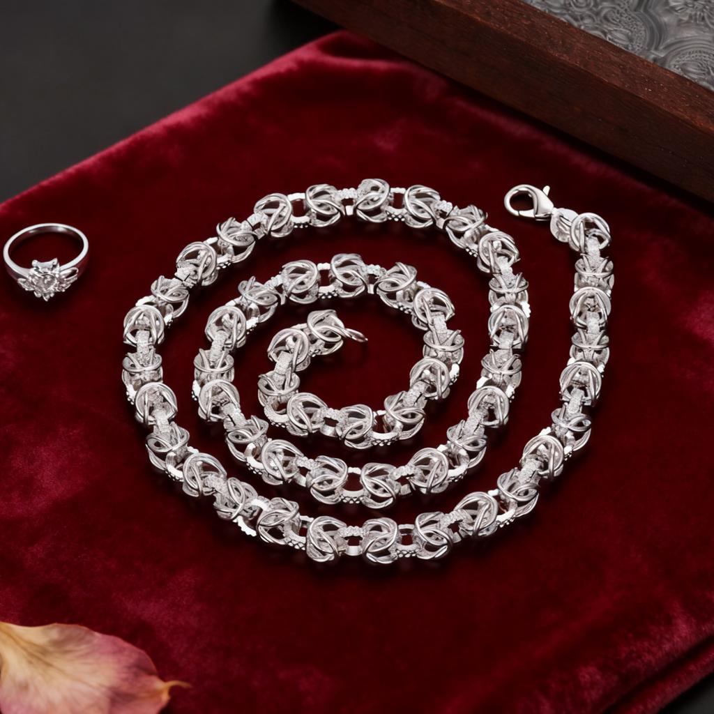 Mode kpop   Kupfer edel 8MM Kreis Ketten Halskette für Männer Mode Streetwear Schmuck Boutique Accessoires Party