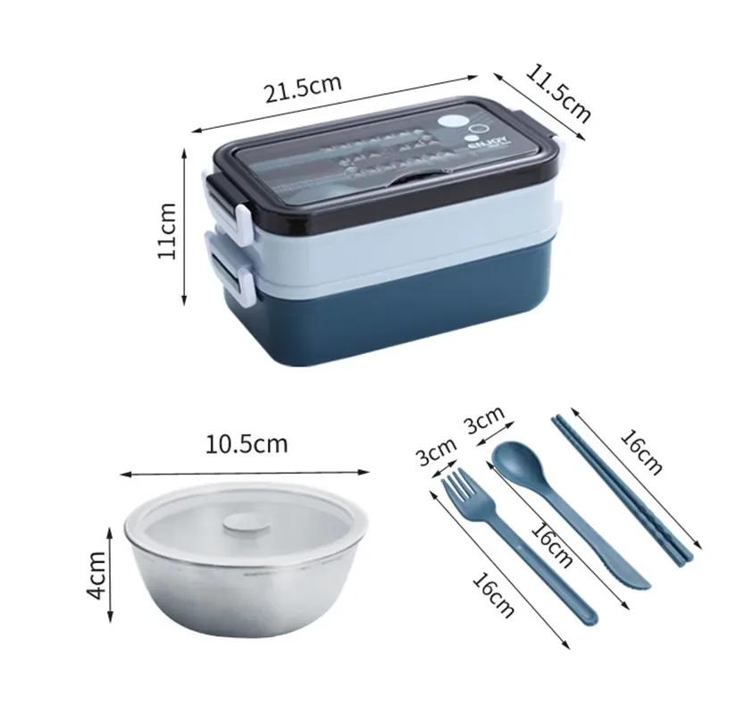 Double-layer Food Storage Container, Lunch Container for Student Office Worker, Microwave Heating Lunch Box Bento Box
