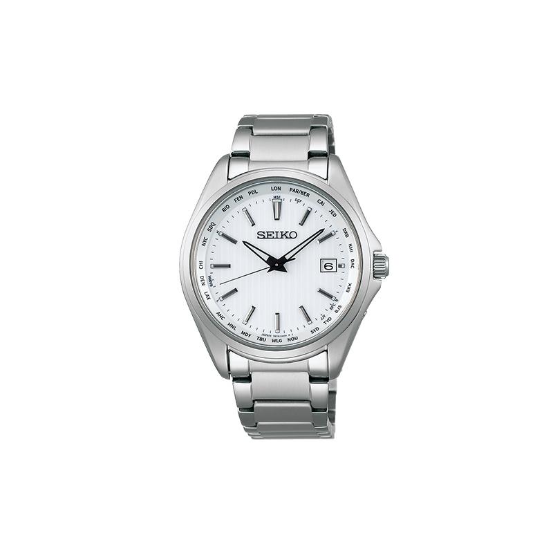 SEIKO 100 meters waterproof, solar Quartz, titanium strap, , men s watch, white dial SBTM287 синий