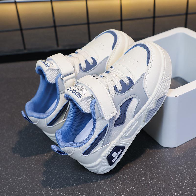 2025 Autumn New Children's Leather Sneakers Academy Style Boys Middle Children's Little White Shoes Girls' Casual Shoes