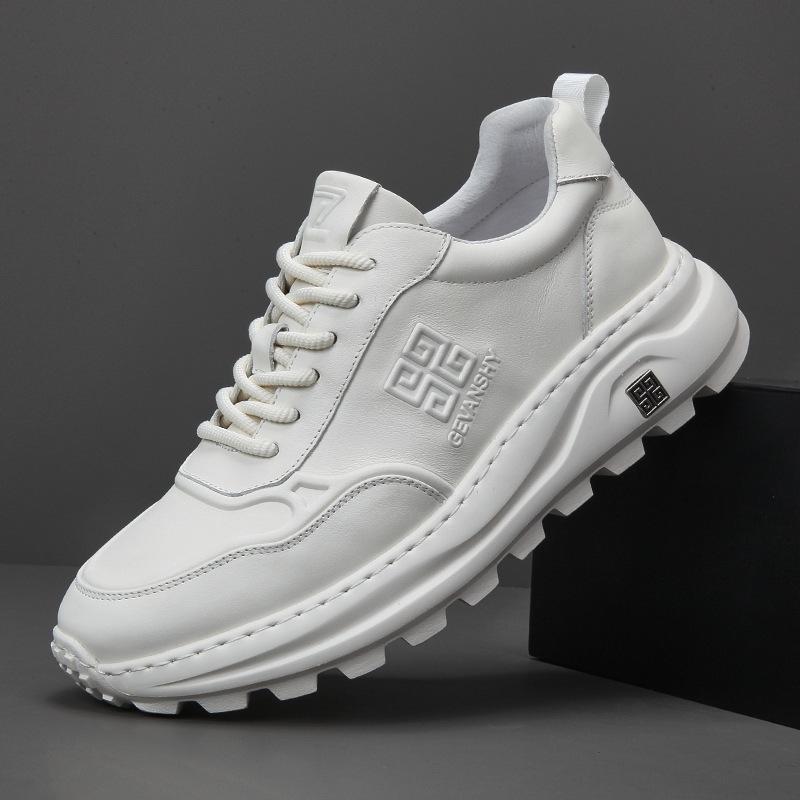 

Спортивные мужские туфли из натуральной кожи первого слоя, белые туфли, осенние новые, с мягкой подошвой, нескользящие, мужские повседневные туфли 38 белый