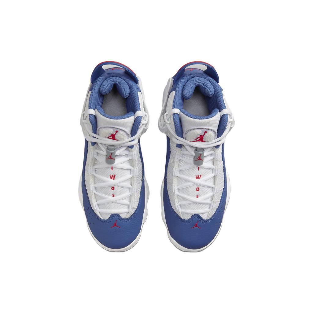 Air Jordan 6 Rings GS White True Blue Kids Sneakers University-Red Light-Steel-Grey 323419-140