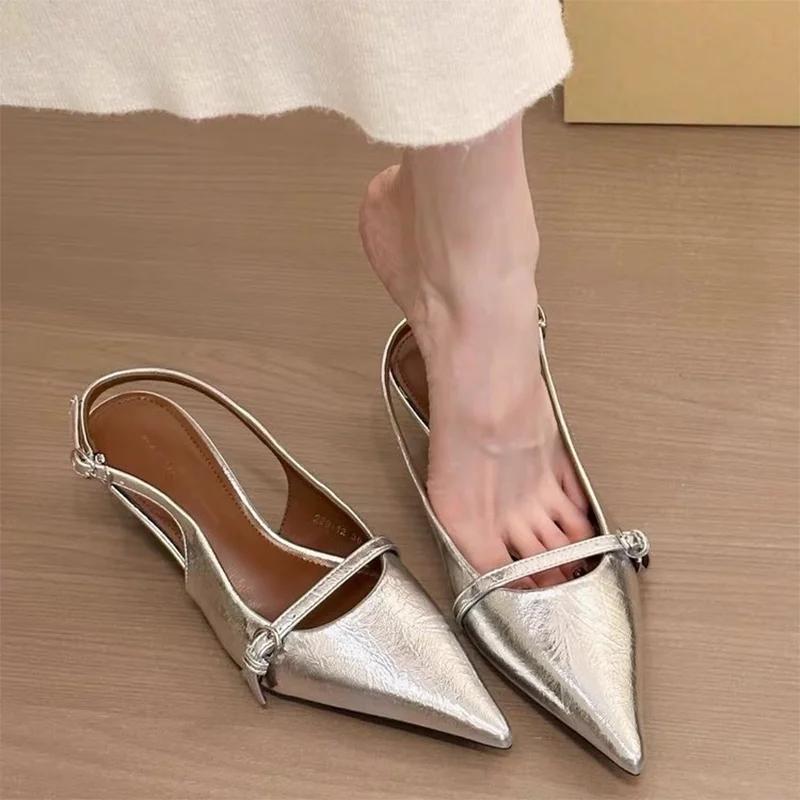 

Fashion Women Heeled Sandals Pointed Toe Elegant Dress Shoes Summer Fashion Woman Pumps 2025 Designer Luxury Party Brand Mujer Zapatos 39