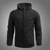 Pánská bunda Jednobarevná bunda s kapucí, dlouhým rukávem, bunda s kapsami, léga na zip, větruodolná, voděodolná, svrchní oblečení na běhání