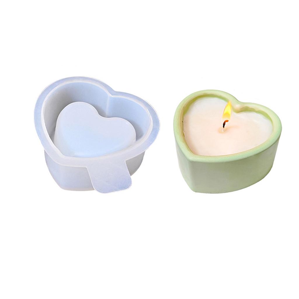 3 Styles Heart Shaped Silicone Mould for Resin Candle Holders Crafting With Smooth Surfaces Designs
