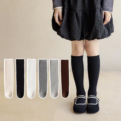 Barns Långa Tubsockor Enfärgade Flickors Knästrumpor Flickors Koreansk Version Prinsessa Barn Mjuk Bomull Spansk Rand Höga Strumpor
