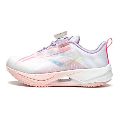 Li Ning Kids Brand Logo Comfortable Letter Bounce Low Top Casual Shoes Kids Casual Shoes Standard-White Fluorescent-Lotus-Pink YKAU008-4