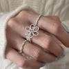 Sweet Cool Wind Empty Flower Opening Ring Female Niche Design Sense Simple Personality Fashion Versatile Ring Ring