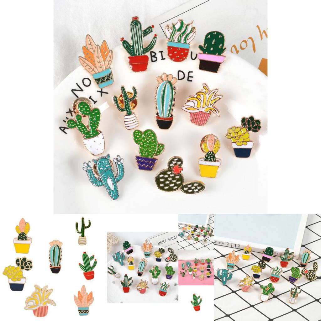 Unique Cartoon Creative Cactus Brooch Pin Accessory For Fashionable Apparel Use
