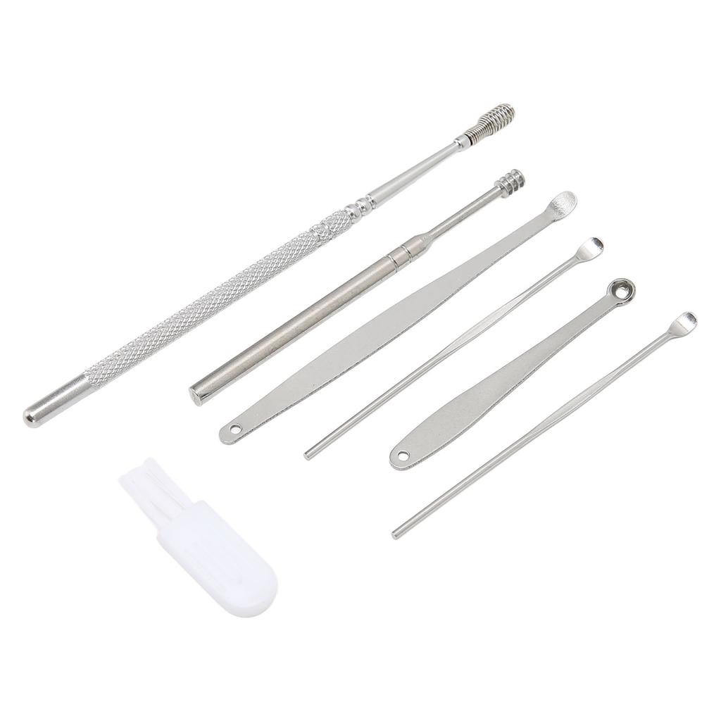 7pcs Stainless Steel Ear Cleaner Set Earpick Ear Wax Remover Spiral Earpick Ear Cleaning Tools